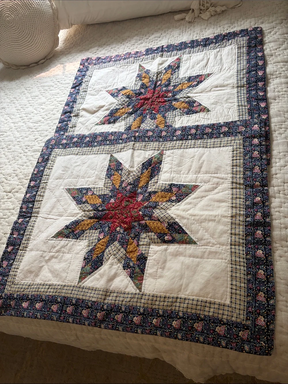 Set of 2 Handmade Star Patchwork Quilted Pillow Shams